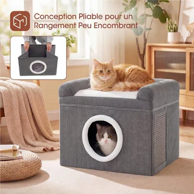 GIANTEX Maison Chat Intérieur,Niche,Tapis à Griffer en Sisal,Perchoir GIANTEX Maison Chat Intérieur,Niche,Tapis à Griffer en Sisal,Perchoir