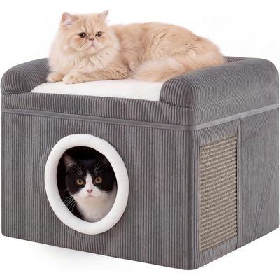 GIANTEX Maison Chat Intérieur,Niche,Tapis à Griffer en Sisal,Perchoir