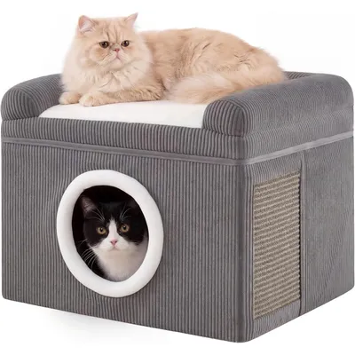 GIANTEX Maison Chat Intérieur,Niche,Tapis à Griffer en Sisal,Perchoir GIANTEX Maison Chat Intérieur,Niche,Tapis à Griffer en Sisal,Perchoir