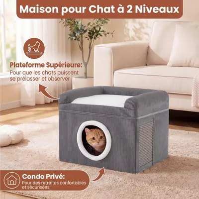GIANTEX Maison Chat Intérieur,Niche,Tapis à Griffer en Sisal,Perchoir GIANTEX Maison Chat Intérieur,Niche,Tapis à Griffer en Sisal,Perchoir