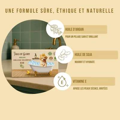Tails of Glory Shampoing Solide à l’Huile d’Argan BIO, Chiens et Chiots