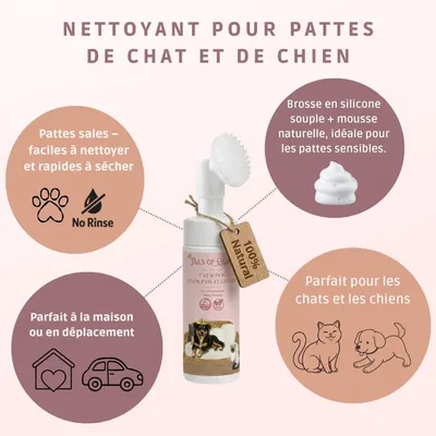 Tails Of Glory Nettoyant Mousse Pattes Naturel, Brosse Souple, sans Rinçage