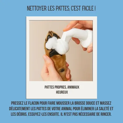Tails Of Glory Nettoyant Mousse Pattes Naturel, Brosse Souple, sans Rinçage