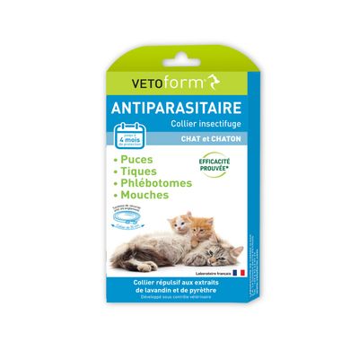 Vétoform Collier Antiparasitaire Chat & Chaton 35cm - 4 mois de protection