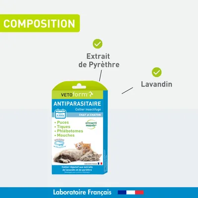 Vétoform Collier Antiparasitaire Chat & Chaton 35cm - 4 mois de protection