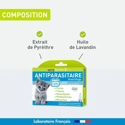 Vétoform Pipettes Antiparasitaires Chaton - 3 mois de protection
