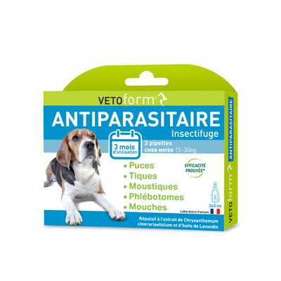 Vétoform Pipettes Antiparasitaires Chien Moyen - 3 mois