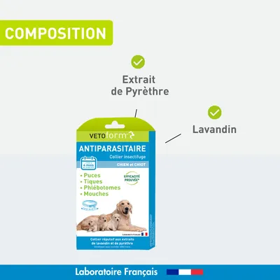 Vétoform Collier Antiparasitaire Chien & Chiot 60cm - 4 mois de protection
