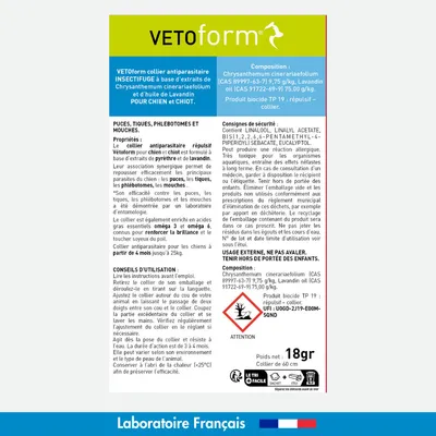 Vétoform Collier Antiparasitaire Chien & Chiot 60cm - 4 mois de protection