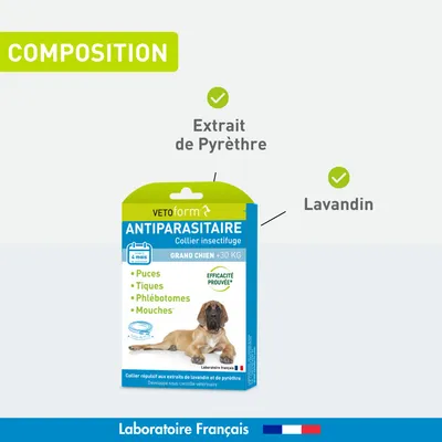 Vétoform Collier Antiparasitaire Grand Chien 75cm - 4 mois de protection Vétoform Collier Antiparasitaire Grand Chien 75cm - 4 mois de protection