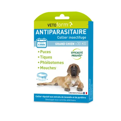 Vétoform Collier Antiparasitaire Grand Chien 75cm - 4 mois de protection Vétoform Collier Antiparasitaire Grand Chien 75cm - 4 mois de protection