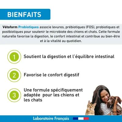 Vétoform Probiotiques Chien et Chat - x30 comprimés Vétoform Probiotiques Chien et Chat - x30 comprimés