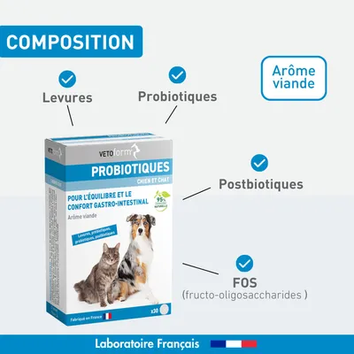 Vétoform Probiotiques Chien et Chat - x30 comprimés Vétoform Probiotiques Chien et Chat - x30 comprimés