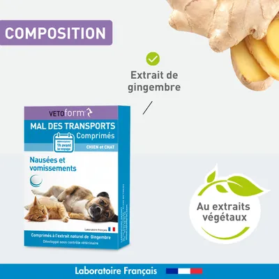Vétoform Mal des Transports Chien & Chat - x30 comprimés Vétoform Mal des Transports Chien & Chat - x30 comprimés