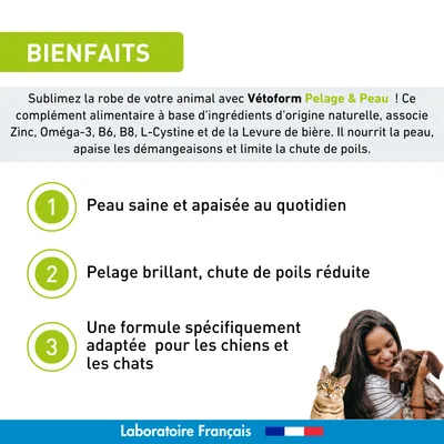 Vétoform Pelage et Peau - Complément Alimentaire - Chien et Chat 100gr Vétoform Pelage et Peau - Complément Alimentaire - Chien et Chat 100gr