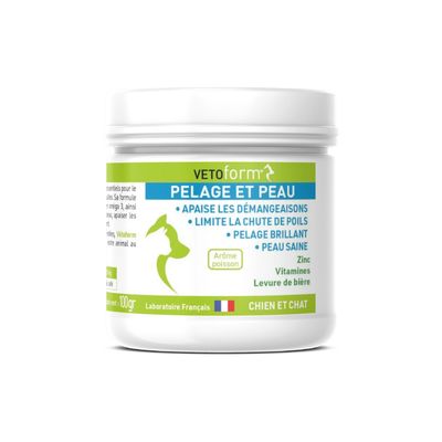 Vétoform Pelage et Peau - Complément Alimentaire - Chien et Chat 100gr