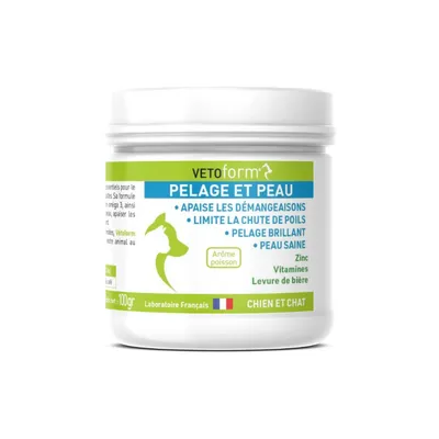 Vétoform Pelage et Peau - Complément Alimentaire - Chien et Chat 100gr Vétoform Pelage et Peau - Complément Alimentaire - Chien et Chat 100gr