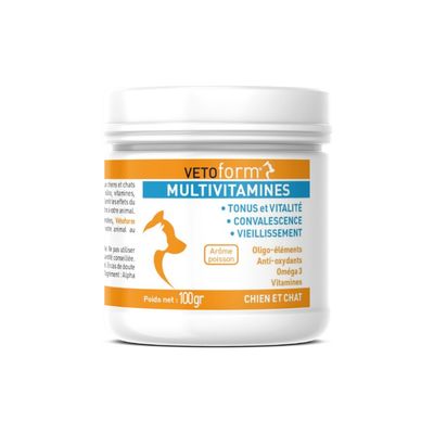 Vétoform Multivitamines - Complément Alimentaire Chien et Chat - 100gr