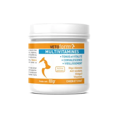 Vétoform Multivitamines - Complément Alimentaire Chien et Chat - 100gr Vétoform Multivitamines - Complément Alimentaire Chien et Chat - 100gr
