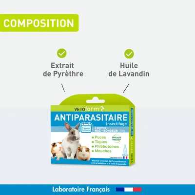 Vétoform Pipettes Antiparasitaires Petits Rongeurs - 3 mois de protection