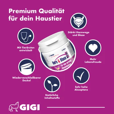 Harn & Blase unterstützt gezielt die Gesundheit des Harntrakts GIGI VET Harn & Blase unterstützt gezielt die Gesundheit des Harntrakts GIGI VET