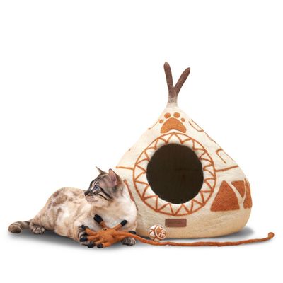 MariGold Tipi pour chat en feutre de laine grand format Stone