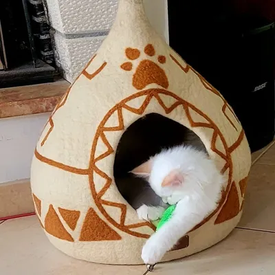 MariGold Tipi pour chat en feutre de laine grand format Stone
