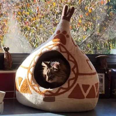 MariGold Tipi pour chat en feutre de laine grand format Stone