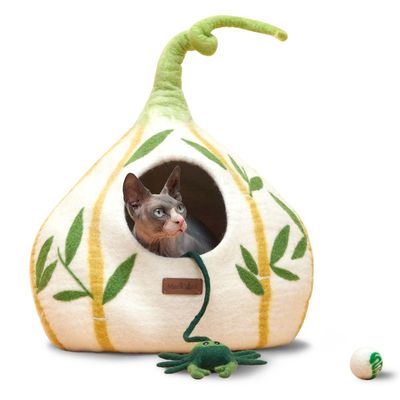 MariGold Niche pour chat en feutre de laine naturelle Bambou