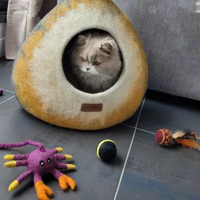 MariGold Peluche crabe pour chat en laine feutrée artisanale Griffe