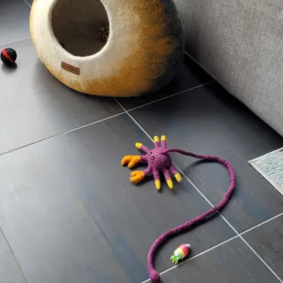 MariGold Peluche crabe pour chat en laine feutrée artisanale Griffe