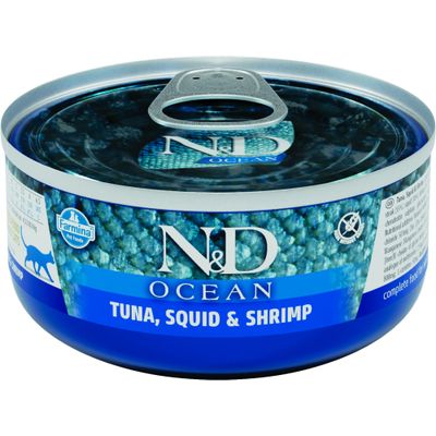 N&D Ocean - Alimentation humide sans céréales Thon et calamars