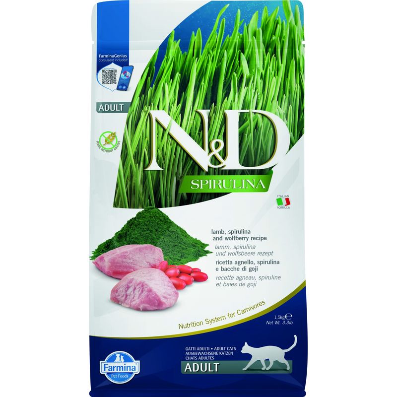 N&D Spirulina pour chat Agneau 1,5 kg