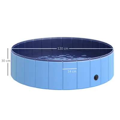 PawHut - Bassin chien pliable vidange fond antidérap. diam. 1,20m - bleu