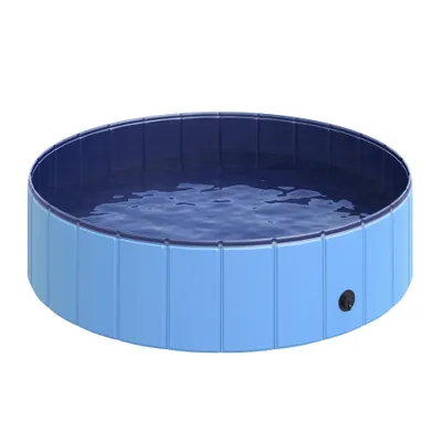 PawHut - Bassin chien pliable vidange fond antidérap. diam. 1,20m - bleu