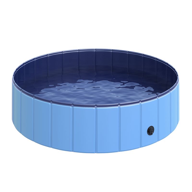 PawHut - Bassin chien pliable vidange fond antidérap. diam. 1,20m - bleu