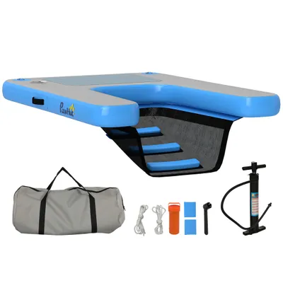 PawHut - Rampe pour chien flottante gonflable antidérapante-bleu gris