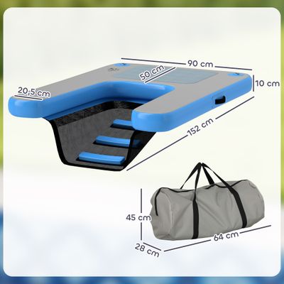 PawHut - Rampe pour chien flottante gonflable antidérapante-bleu gris