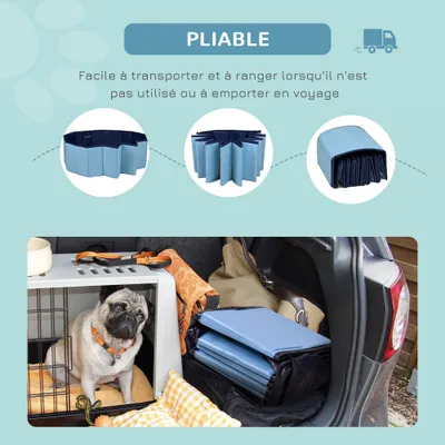 PawHut - Piscine chien pliable antidérapante H.30 cm PVC - bleu