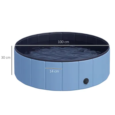 PawHut - Piscine-Chien-PVC-Pliable-Facile-H.30 cm - bleu