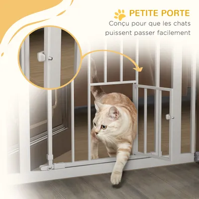 PawHut - Barrière sécurité animaux réglable double verrouillage