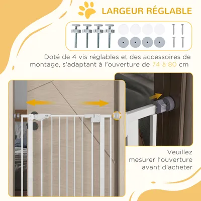 PawHut - Barrière sécurité animaux réglable double verrouillage