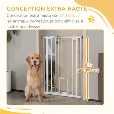 PawHut - Barrière sécurité animaux réglable double verrouillage