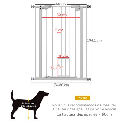 PawHut - Barrière sécurité animaux réglable double verrouillage