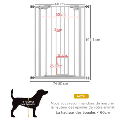 PawHut - Barrière sécurité animaux réglable double verrouillage