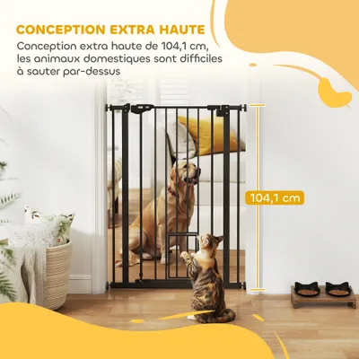 PawHut - Barrière sécurité animaux réglable double verrouillage