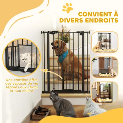 PawHut - Barrière sécurité animaux réglable double verrouillage