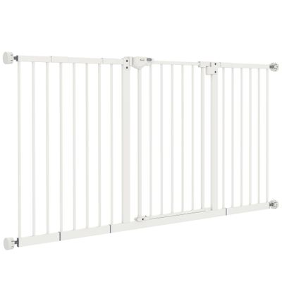 PawHut - Barrière sécurité porte réglable double verrou sans perçage