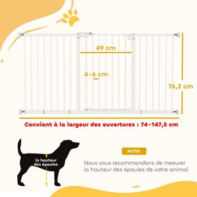 PawHut - Barrière sécurité porte réglable double verrou sans perçage