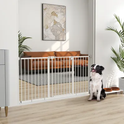 PawHut - Barrière sécurité porte réglable double verrou sans perçage